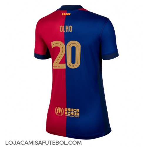 Camisa de Futebol Barcelona Dani Olmo #20 Equipamento Principal Mulheres 2024-25 Manga Curta